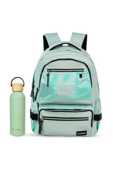 Hydrobrew 18" Backpack &amp; Double Wall Stainless Steel Water Bottle 500ml &ndash; Olive Green