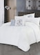 Duvet Set 4-Pcs Single Size Striped Microfiber Bed Set With 1 Duvet Cover Fits -100 x 200cm- 1 Fitted Sheet 1 PillowSham And 1 Pillowcases(Without Filler),White