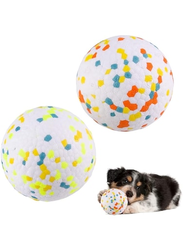 2 Pcs Indestructible Dog Ball, 3 Inch/7.6cm Rubber Dog Toy Ball, Interactive Bite Resistant Teeth Training Toys for Small Medium Large Dog