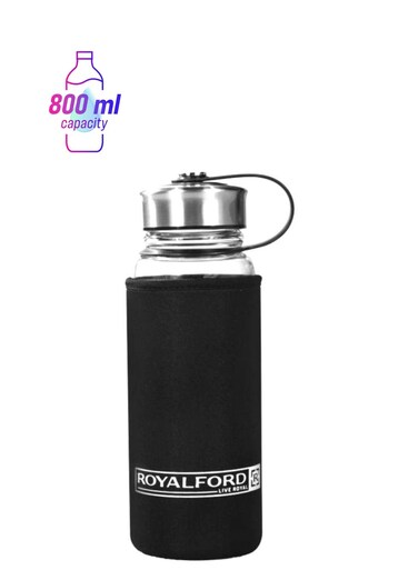800Ml/27Oz Glass Bottle Borosilicate Glass With Neoprene Bag Clear With Grey/Pink Cover - Assorted