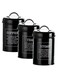 3PCS Airtight Kitchen Canister with Lids, Coffee, Tea, Sugar Metal Containers Jars, Decorative Kitchen Food Canister Jars Black