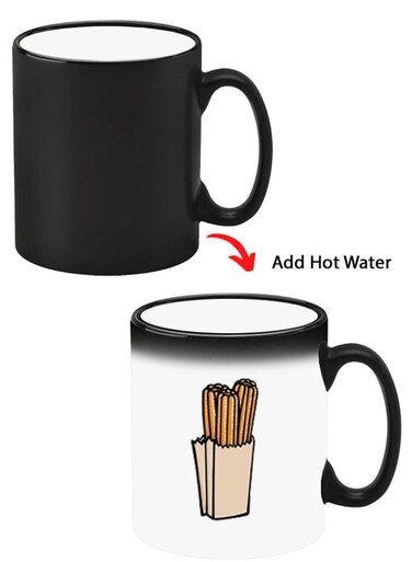 Color Changing Heat Sensitive Ceramic Mug, Image Revealed When HOT Liquid is Added! Dessert Churos