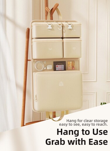 Hanging Organizer Bag with Multi-Compartment Storage, Foldable Clothing &amp; Underwear Organizer Case, Splash-Resistant Large Capacity Suitcase Organizer with Hooks for Easy Packing