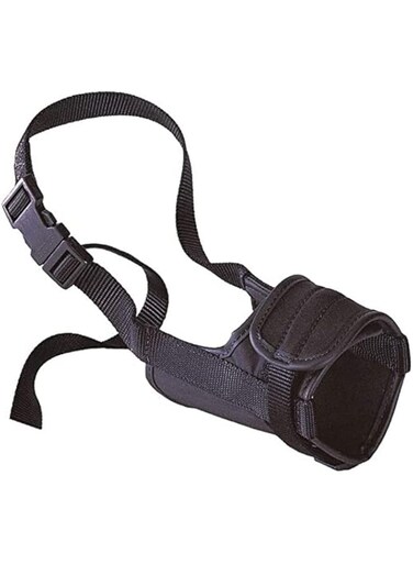 Ferplast Muzzle for dogs SAFE MINI Anti-bite, Sturdy nylon, Open at the front, Soft padding, Adjustable with Velcro, A: 20&divide;40 cm - B: 10&divide;15 cm - B: 8.5 cm Black
