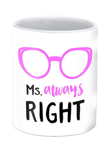 Mr. Always Right Printed Ceramic Mug White/Black/Pink