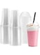 25 - SET - Plastic Clear Cup With Dome Lid - 16oz (475ml) Take a way - Disposable - Party Cups (COLD DRINKS-ICED COFFEE-BUBBLE TEA-SMOOTHIE)