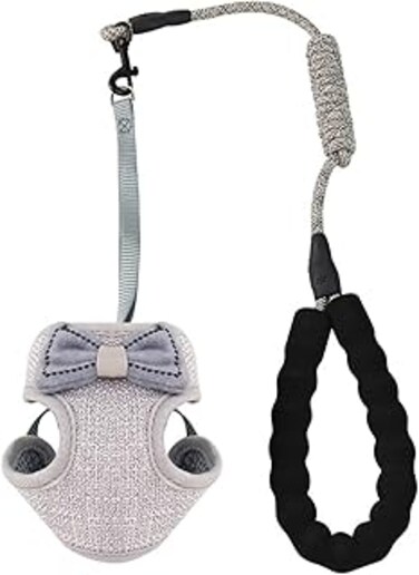 Cat Harness with Leash Escape Proof,Adjustable Kitten Walking Jacket,Soft Breathable Pet Vest for Kitten Puppy (Gray)