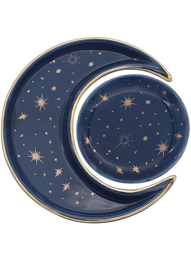 Tazweeq Jewelry Dish Tray, Decorative Trinket Dish, Sun and Moon Design, For Storing Rings, Earrings, Necklaces, Crystal Stones, Birthday, Wedding, Christmas Gifts for Women