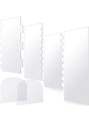 BPA 6 Pieces Clear Acrylic Cake Smoother Scraper Large Cake Comb for Icing Frosting Buttercream and Soft Plastic Cake Smoother Scraper