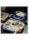 Stainless Steel Lunch Box Leakproof Bento Box 5 Compartments Lunch Container with Tableware &amp; Insulation Bag for Kids Adults School and Office Hot Water and Microwave Heating (Blue)