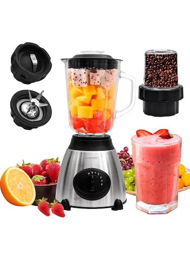 SEGUROS Countertop Blenders,2in1 Kitchen Food Processor Juicer Catering Machine Blender Grinder, Suitable for Juice Grinding Coffee Beans, Spices, etc. Adjustable 6-speed, 1.5L,Black