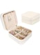 HBSTUDIO Small Travel Jewelry Box, Portable Mini Jewelry Leather Box Jewelry Ring Organizer Case Storage Holder Gift Boxes for Girls Women, White