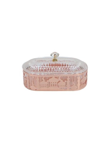 Smart Ramadan Metal Snack Box with Lid   Desert serving platter with transparent lid, adding an elegant touch to your Ramadan decorations in your office or home. Perfect for celebrating Eid al-Fitr, Ramadan, or weddings.