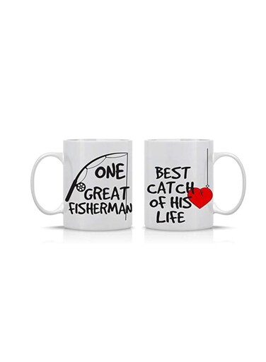One Great Fisherman and Best Catch Of His Life Couples Mug 2pcs 11OZ Funny Coffee Mug Gift Set