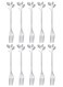 Silver Mini Leaf Dessert Forks Set - 4.7" Elegant Stainless Steel Fruit, Appetizer, Cake &amp; Salad Forks