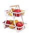 Fruit Basket for Kitchen Countertop 2 Tier Portable Metal Wire Storage Rack with Wooden Handle Detachable Rectangle Basket for Kitchen Organizer Storage Bread Snacks Fruits 2 Layer White.