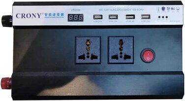 Crony Car Inverter 2500W With Display Screen Car Power Inverter DC12V To 220V-240V AC With 4 USB Ports Multi-Protection Car Charger Adapter