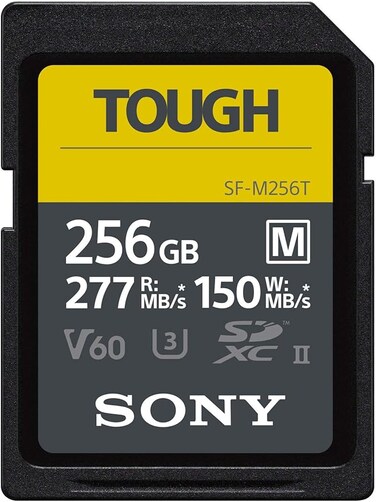 Sony 256GB SF-M series TOUGH specification UHS-II U3 V60 SDXC Digital Memory Card Card - Read 277MB/s Write 150MB/s SFM256T, SFM256T/T1