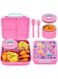 Lunch Box for Kids, Children Bento Lunch Box with 4 Compartments for Student Aged 3-12, Leak-Proof Kids Lunchbox with Thermo Soup Bowl for Girls and Boys, Microwave  Dishwasher  Freezer Safe &amp; Bpa-Free (Pink)