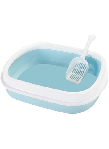 Mumoo Bear Cat Litter Box, Large Size With High Sides 47cm x 39cm x 13cm, Pvc Cat Litter Scooper As Gift-Assorted Color
