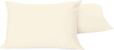 Zen 2 Pieces Pillow Cover Set, Ultra Soft 100% Egyptian Cotton, 300 Thread Count, Luxury Long Staple Cotton Percale Weave, Housewife Style Hotel Quality Pillow Cases, Standard Size (H.W/Cream)