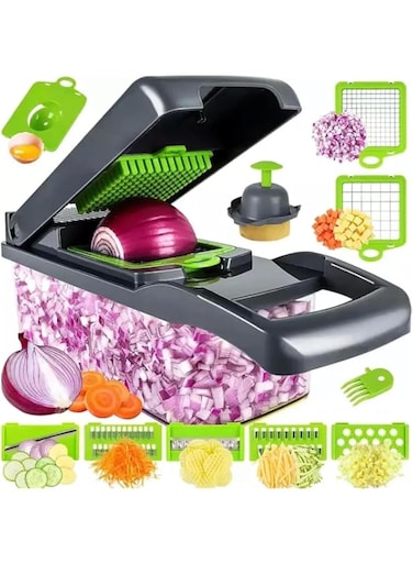 AWH Vegetable Chopper, Pro Onion Chopper, Multifunctional 14 in 1 Food Chopper, Kitchen Vegetable Slicer Dicer Cutter,Veggie Chopper With 8 Blades,Carrot and Garlic Chopper With Container