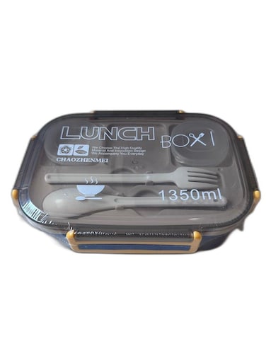 2 Layer Lunch Box for Kids, Adults 1350ml, Plastic Food Storage Container, Multi Compartment Box Snacks For School Girls Boys, Men Women Office work