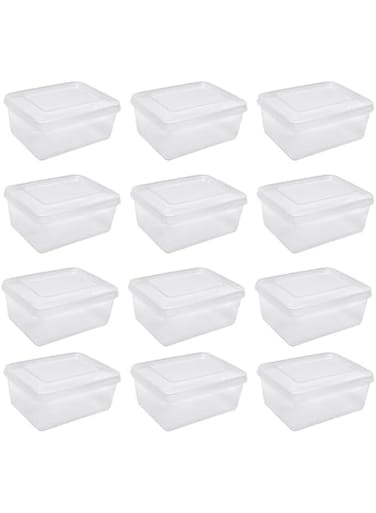 Multi Purpose Plastic Storage Containers with Lids, Set of 12, for Food, Beverages, Soup, Salad, Gold (444)
