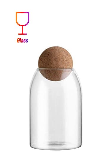Food Storage Jar With Round Ball Cork Lid Clear 750ml