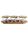 Glass Spice Jars Set of 3 - Condiment Pots Storage Jars with Wooden Lids, Spoons, Base
