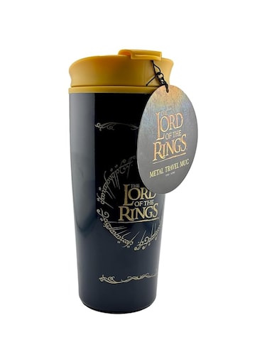 Pyramid Europe Lord of the Rings Travel Mug (The Ring Design) 450ml Metal Insulated Travel Coffee Mug, Lord of the Rings Gifts for Men and Women - Officially Licensed Product, black, MTM27800