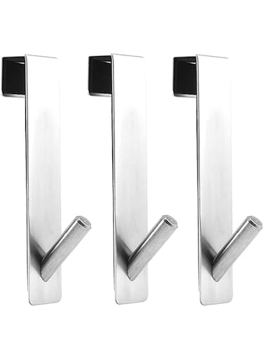 Oasisgalore Towel Hooks for Bathrooms, 3Pcs Heavy-Duty, Drilling-Free Over-Door Hooks for Glass Shower Doors (12.5cm)
