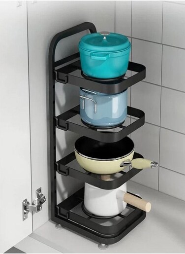 4-Layer Multifunctional Kitchen Food Storage Shelf Foldable Side Dishes Tray Organizer Rack Countertop Storage Organizer for Pots Griddles 26x27x52 cm