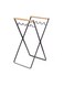 Folding Stainless Steel Trash Bag Shelf with Convenient Wooden Handle for Outdoor Camping