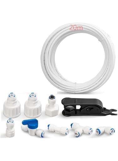 Water purifier hose 20M Water Supply Pipe Tube + Fridge Connector Kit ForWater purifier, coffee maker European Style Double Fridge Refrigerator (1/4" Pipe)
