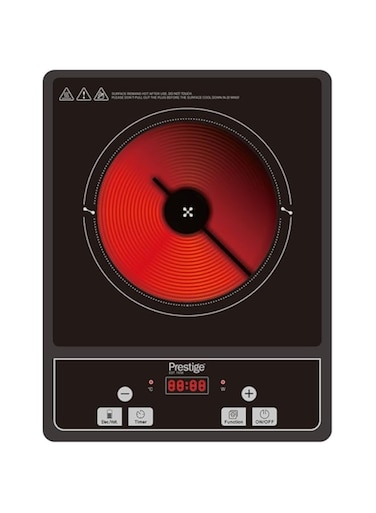 Prestige Electric Induction Cooker, Electric 10 Temperature Level Stove For Cooking, With Black Crystal PLate Glass Surface Compatible For All Cookware Pots, 2000W