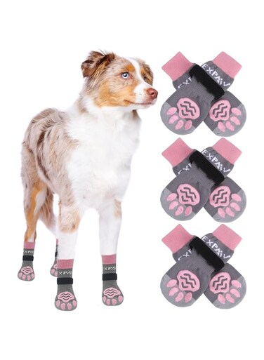 EXPAWLORER Anti-Slip Dog Socks to Prevent Licking Paws,Dog Shoes for Hot/Cold Pavement,Best Paw Protector Traction Control on Hardwood Floor,Dog Booties for Puppy Small Medium Large Senior Dogs