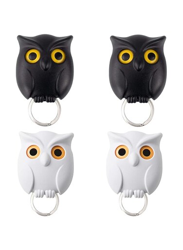 4 PCS Owl Key Holder for Wall, Auto Open Close Eyes Owl Key Holder, Wall Mounted Keychain Holder, for Wall Hanging Keys &amp; Decoration