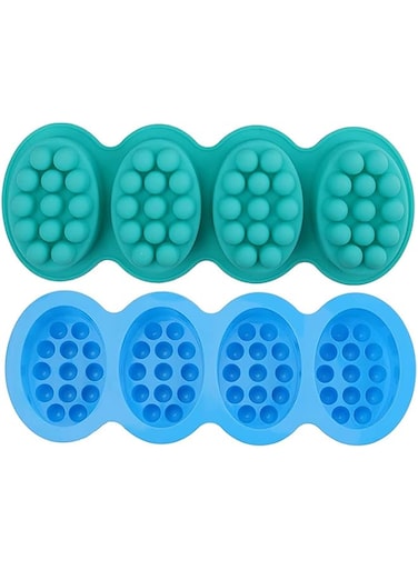 NALACAL Silicone Massage Bar Soap Molds, Cavity Silicone Massage Molds, Nonstick &amp; BPA Free, Handmade Soap Molds for Soaps Making(4 Pack)