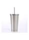 Stainless Steel Insulated Coffee Tumbler Cup with Lid and Straw Silver