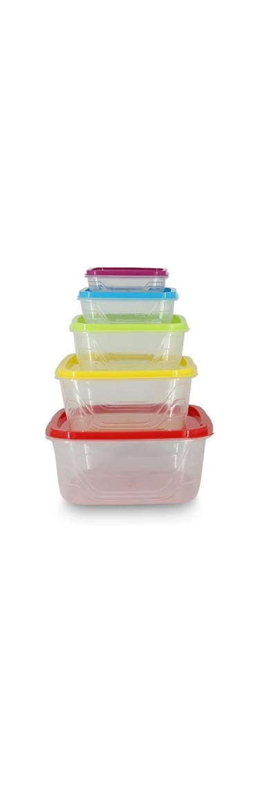 RAHALIFE Stackable Storage Container Box With 5 Adjustable Inner Boxes 1.4 Litre, Plastic Organizer Box For Food, Storing Toys, Embroidery Accessories, Spools, Hardware Storage Tubes,Etc