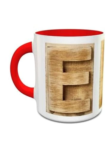 Alphabet E Design 244 Mug Brown/Red/White