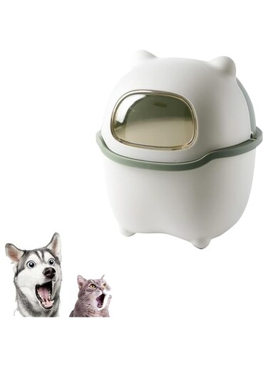 KASTWAVE Mini Ninja Desktop Flip Trash Can, Cute Small Waste Basket with Lid - for Bathrooms, Kitchens, Offices, Dressing Tables, Green
