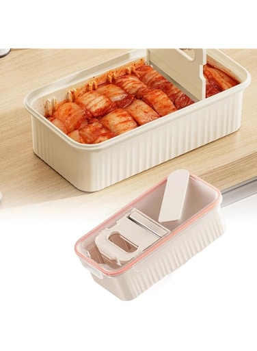 NALACAL Kimchi Cutter 3 in 1 Food Meat Cutting Storage Container Kit,Kimchi-cutter Sealed Container, Kimchi-Tong Side Dish-Tong Vegetable Tong,Large Capacity Food Dispenser