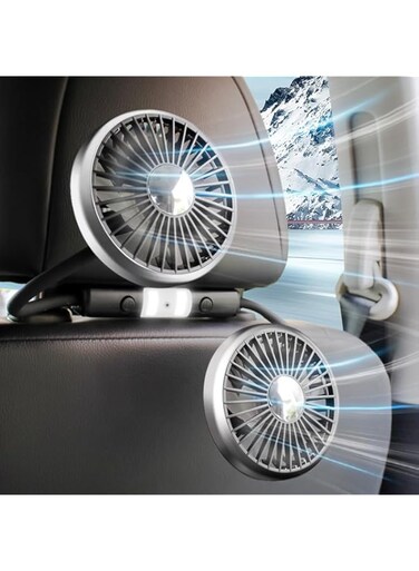 LBOYLOVE&reg; Car Fan for Rear Seat with Lights, Portable USB 360&deg; Adjustable Car Backseat Fan for Car Seat Baby Kids, Dual Head Hose Car Seat Fan 3 Speeds, Turbo Cooling for Vehicles RV SUV Truck