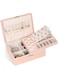 Jewelry Organizer Box, Leather Jewelry Box for Girls Gift Earring Organizer with Lock Double Layers Jewelry Case Removable Tray for Necklace Earring Ring