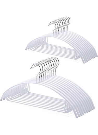 Smile 20 Pack Non-Slip Suit Hanger, Coat Jacket Hangers, Sweater Hangers, PVC-Coating Metal Hangers for Pants, Shawls, Belts, Bras - Dimple &amp; Crease Free T-Shirt Hangers, White Color