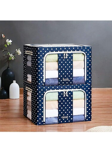 CHIC Stackable Storage Box Transparent Nylon Mesh Steel Frame Shelf Quilt Clothing Blanket pillow Shoe Holder Container Organizer See-through Window double zipper Folding (B100L-2PCS)