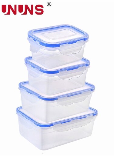 Food Containers Set,4 Pcs Rectangle Food Storage Box With Airtight Lids,Cereal Containers,Food Storage Bin,Keep Fresh,Transparent Friuts Organizer Box For Refrigerator,School,Work,Travel,Picnic