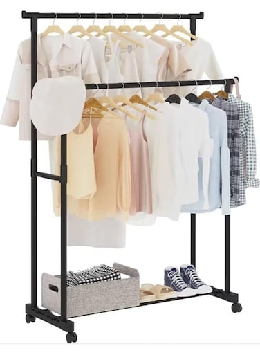 Multi-Layer Clothing Organizer with Bottom Storage Shelves &acirc;&euro;&ldquo; Space-Saving Wardrobe Rack for Bedroom, Laundry &amp; Closet&acirc;&euro;&ldquo; Easy Assembly Portable Clothes Storage Rack for Home &amp; Apartment Use